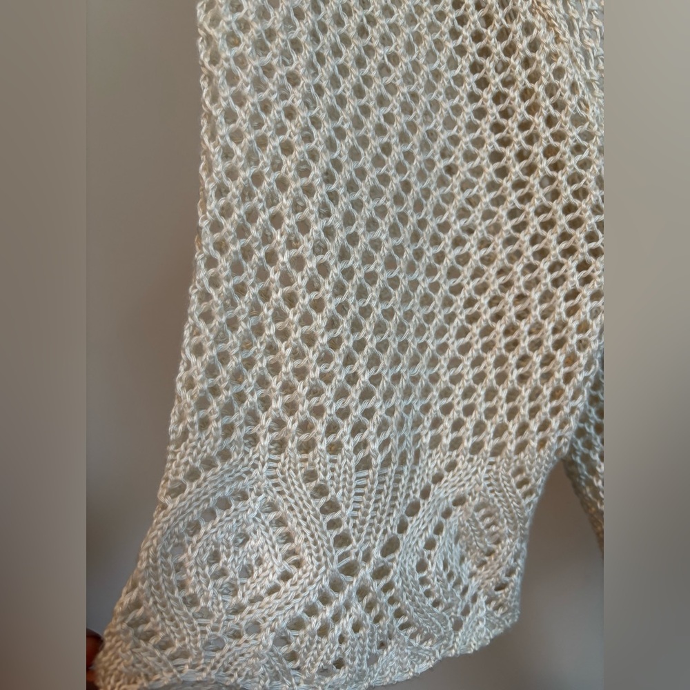 Perceptions Cream Open-Knit Cardigan - Picture 4 of 5